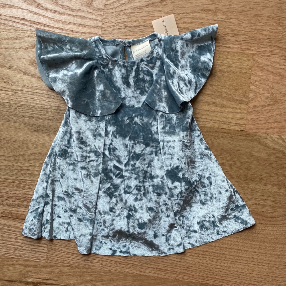 First Impressions 3-6 month ice blue velvet dress